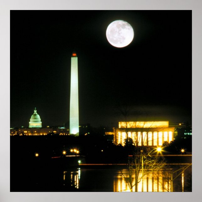 Poster Capitol Building, Lincoln Memorial, Washington (Frente)