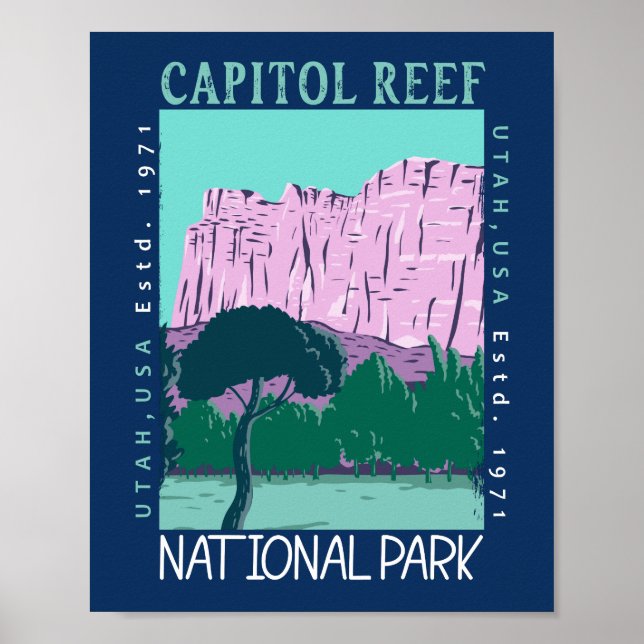 Poster Capitol Reef National Park Utah - Retro em Desvio (Frente)