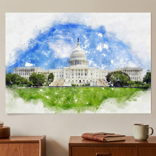 Poster Capitólio dos Estados Unidos em Washington DC Past