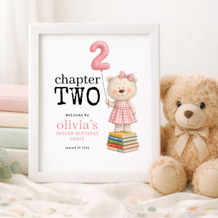 Poster Capítulo Dois Livros de Urso Menina Aniversário de