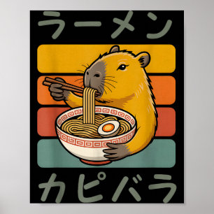 Poster Capivara Anime Gráfico Ramen Kawaii Japonês Vinta
