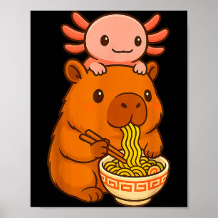 Poster Capivara Anime Ramen Axolote Gráfico Engraçado Kaw