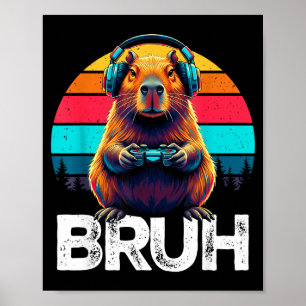 Poster Capivara Bruh Divertido Gamer Retro Capivara Jogos