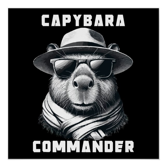 Pôster Capivara Com Óculos De Sol Capy Comandante (Frente)