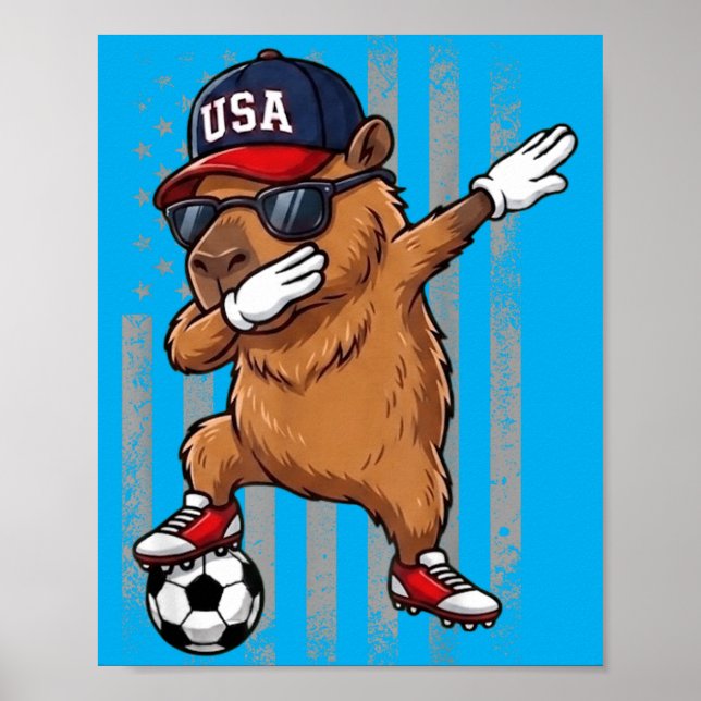Poster Capivara Dabbing Futebol Engraçado Meninos Meninas (Frente)