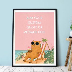 Poster Capivara de Praia Divertida no Verão - Crie Sua Pr