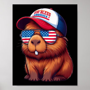 Poster Capivara do Dia 4 de Julho – Chapéu Deus Abençoe a