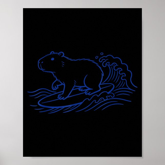 Poster Capivara engraçada surfando vibrações do oceano de (Frente)