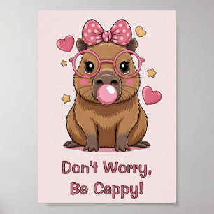 Poster Capivara Fofa com Óculos e Chiclete