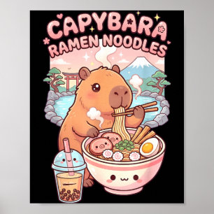 Poster Capivara maconha ramen kawaii capivara comendo lam
