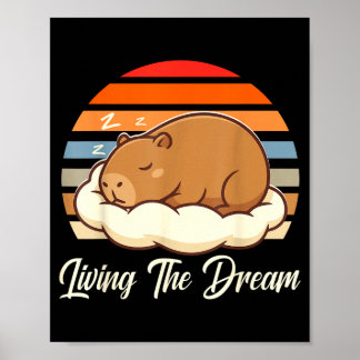 Poster Capivara sleepybara vivendo o sonho retrô vintage