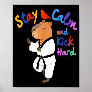 Poster Capivara Taekwondo Mantenha a Calma Engraçado