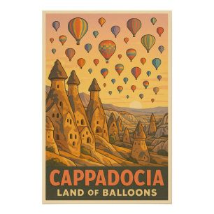 Pôster Cappadocia - Balões sobre chaminés de fada