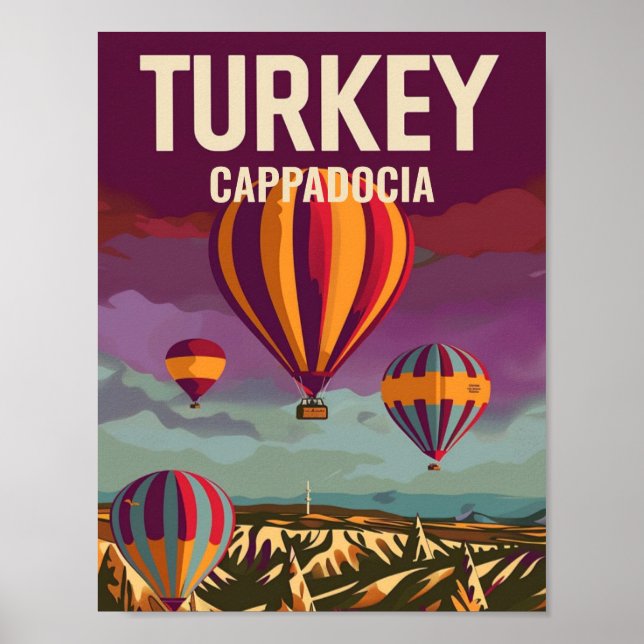 Poster Cappadocia Turkey Vintage Viagem (Frente)