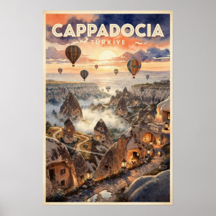 Poster Cappadocia Turquia Viagem Vintage