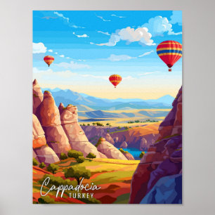 Poster Cappadocia Turquia - viagens vintage de Arte