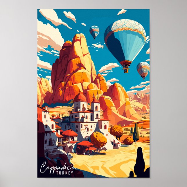 Poster Cappadocia - viagens vintage da Turquia (Frente)