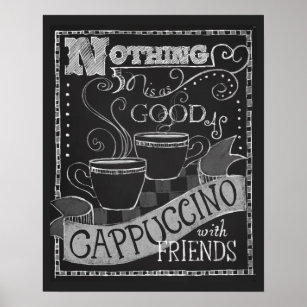 Poster Cappuccino e Amigos Típica do Chalk Café Arte