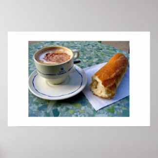 Pôster Cappuccino e Baguette