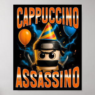Poster Cappuccino Ino de Aniversário Surreal Italiano Bra