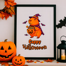 Poster Cappy Halloween Funny Capybara Witch Spooky Bonito