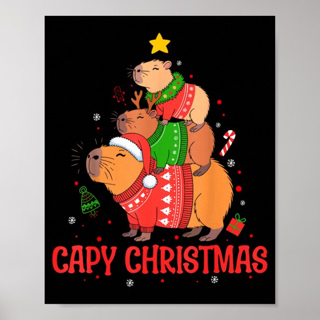 Poster Cappy Holidays Capybara Christmas Cute Capy Xmas T (Frente)