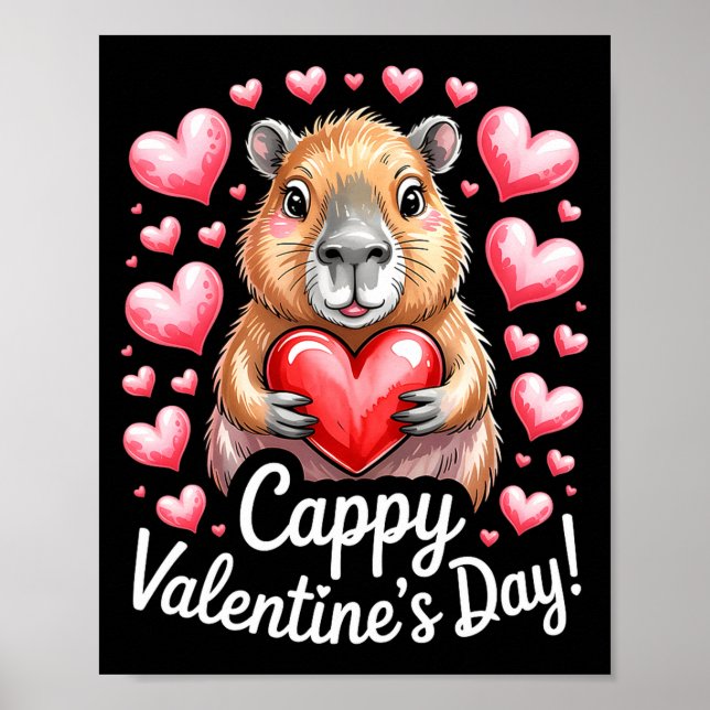 Poster Cappy Valentine’s Day Cute Capybara Heart Design P (Frente)