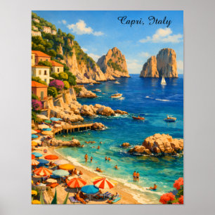 Poster Capri Itália Praia Vintage Marina Piccola
