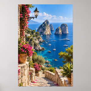 Poster Capri Itália Rochas Faraglioni Parede Mediterrâneo