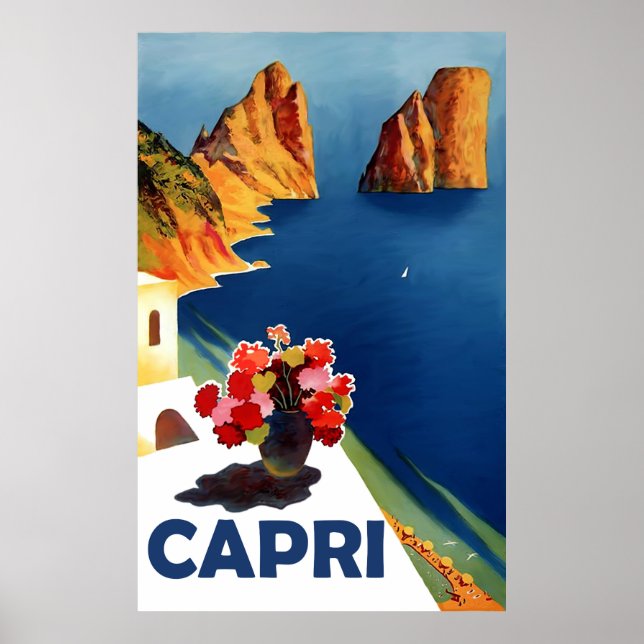Poster Cápri, Itália. Viagem antiga (Frente)