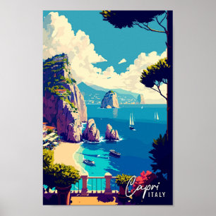 Poster Capri Itália - viagens vintage de Arte