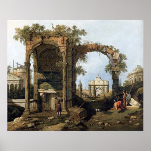 Poster Capriccio com ruínas e edifícios clássicos