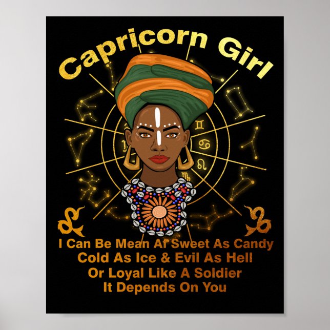 Poster Capricorn Queen Sweet Candy Birthday Black Women (Frente)
