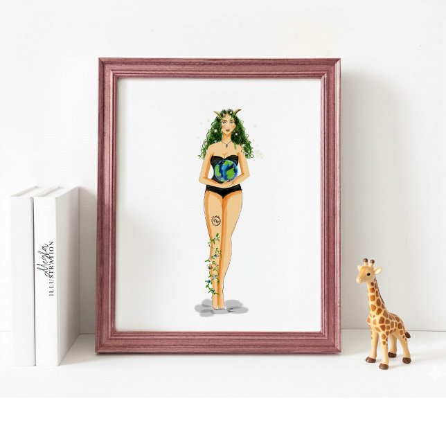 Poster Capricorn Zodiac Illustration – Hand Drawn (Criador carregado)