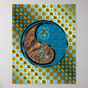 Poster Capricórnio e Cobra de água
