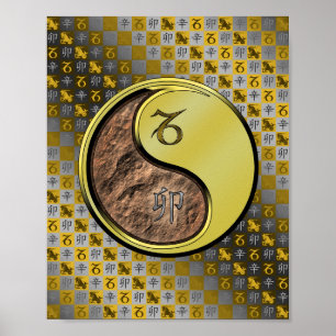 Poster Capricórnio e Coelho Metálico