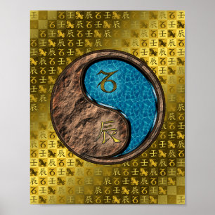 Poster Capricórnio e Dragão Água