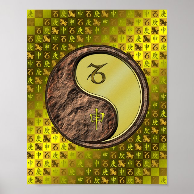 Poster Capricórnio e macaco metálico (Frente)