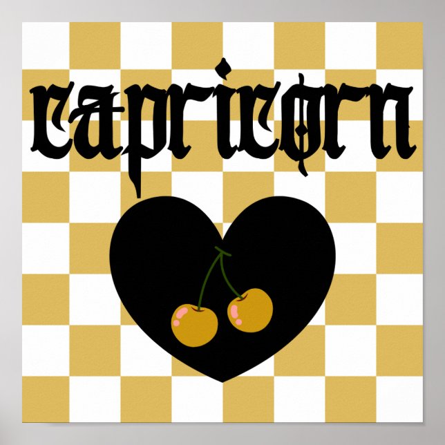 Poster Capricórnio Gótico Estético Verificado Arte Cereje (Frente)