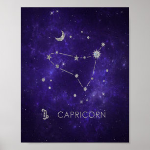 Poster Capricórnio Roxo Astrologia Horóscopo