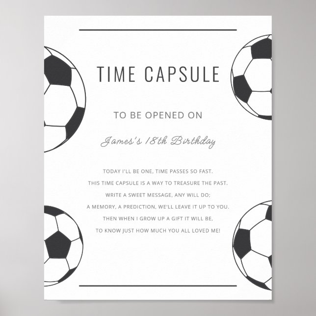 Poster Cápsula de Aniversário de Futebol Lembrança (Frente)