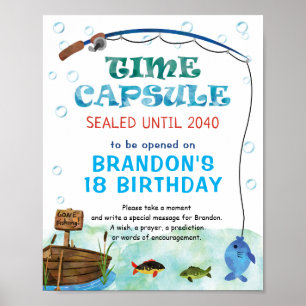 Poster Cápsula de Aniversário de Pesca, partido O-fish-