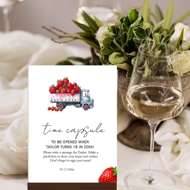 Poster Cápsula de chá de fraldas de morango de aquarela (Criador carregado)