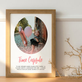 Poster Cápsula de Tempo de Fotografia Redonda Rosa Modern