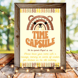 Poster Cápsula do Tempo 4x6 Boho Floresta Urso Aniversári