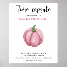 Poster Cápsula do Tempo Abóbora Rosa 1º aniversário