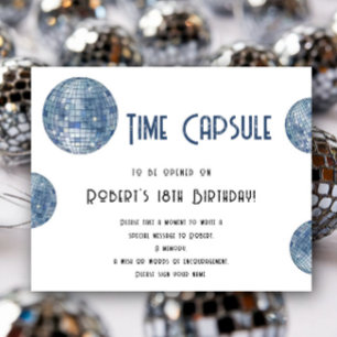 Poster Cápsula do tempo Bola de discoteca retrô 1º aniver