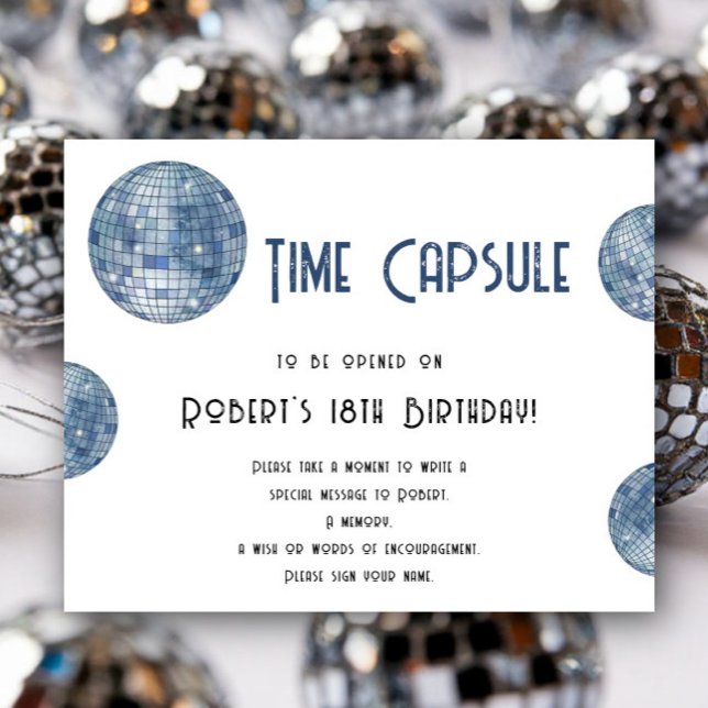 Poster Cápsula do tempo Bola de discoteca retrô 1º aniver (Criador carregado)