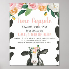 Poster Cápsula do Tempo de 1º Aniversário Holy Cow Rosa F
