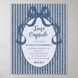 Poster Cápsula do Tempo de Aniversário em Jeans Azul com